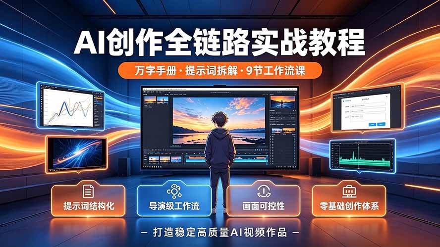 (19247期)AI创作全链路实战教程|万字手册·提示词拆解·9节工作流课,打造稳定高质量AI视频作品-离锋创库