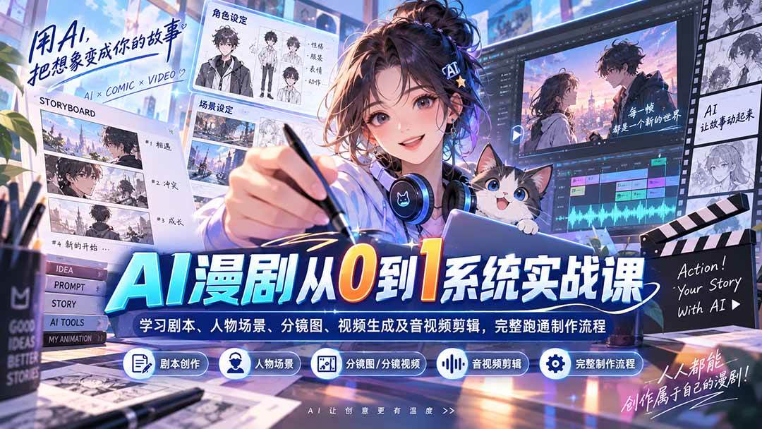 （20430期）AI漫剧从0到1系统实战课：学习剧本、人物场景、分镜图、视频生成及音视频剪辑，完整跑通制作流程-离锋创库