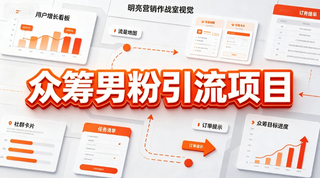 【精】众筹男粉引流项目，精准触达、社群承接、转化变现-离锋创库
