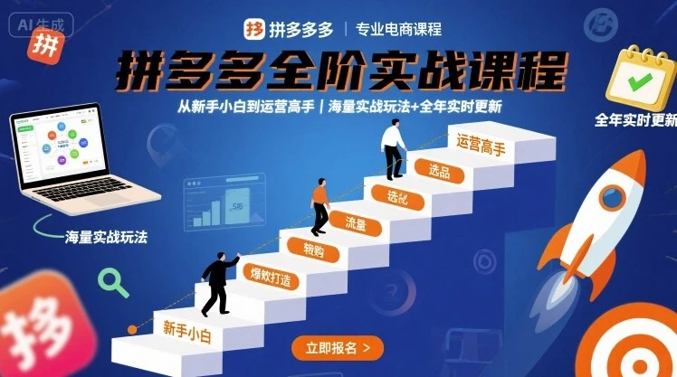 【精】拼多多全阶实战课程,从新手小白到运营高手,海量实战玩法+全年实时更新【2025年10月更新】-离锋创库