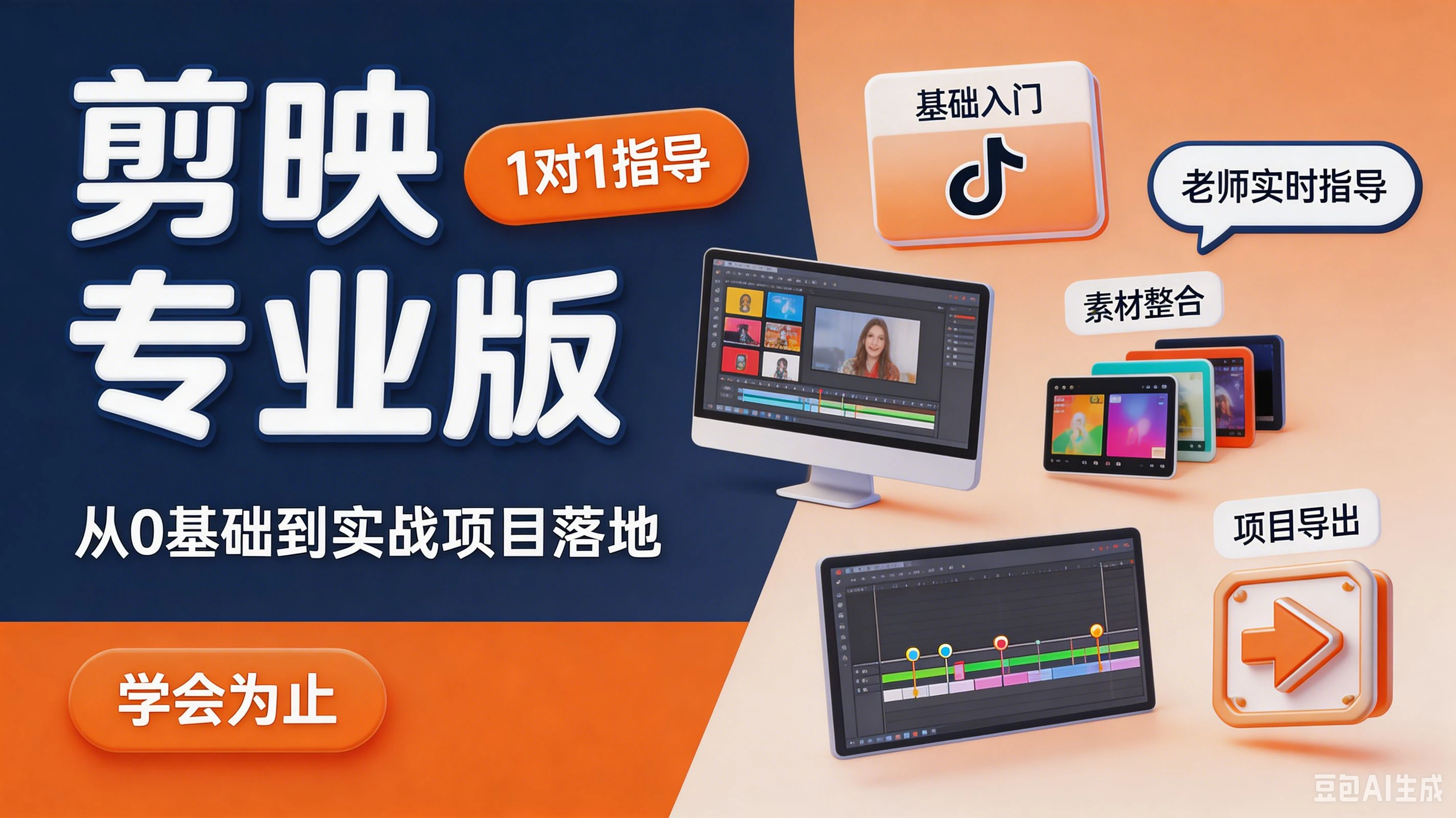 【精】剪映专业版，从0基础到实战项目落地，1对1指导 学会为止-离锋创库
