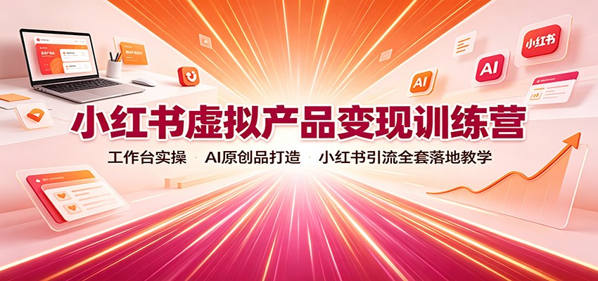 小红书虚拟产品变现训练营：工作台实操，AI原创品打造，小红书引流全套落地教学-离锋创库