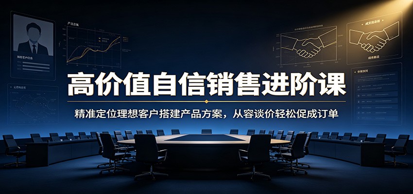 高价值自信销售进阶课：精准定位理想客户搭建产品方案，从容谈价轻松促成订单-离锋创库
