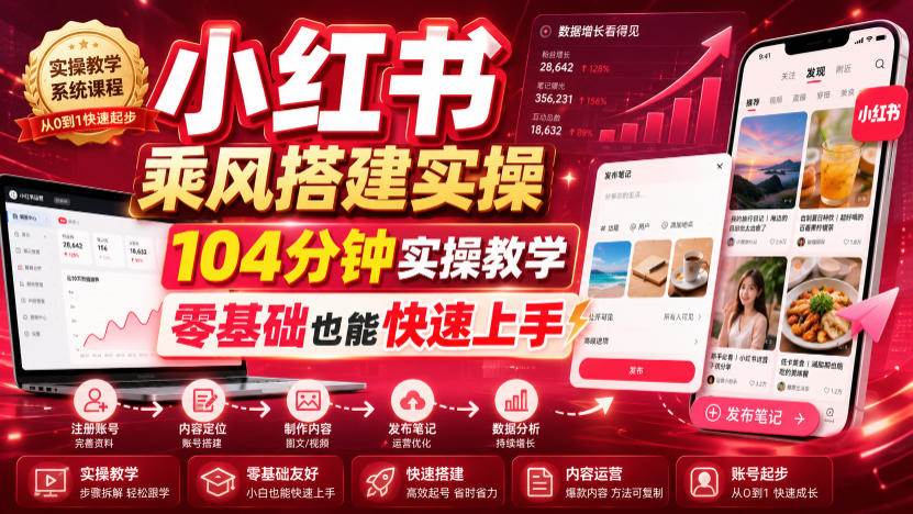 （19396期）小红书乘风搭建实操，104分钟实操教学，零基础也能快速上手-离锋创库