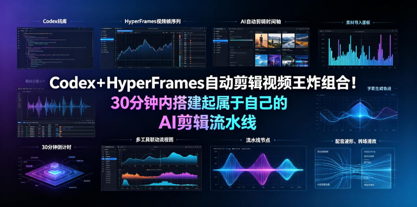 Codex＋HyperFrames自动剪辑视频王炸组合！30分钟内搭建起属于自己的AI剪辑流水线（完整版实操教程手册）-离锋创库