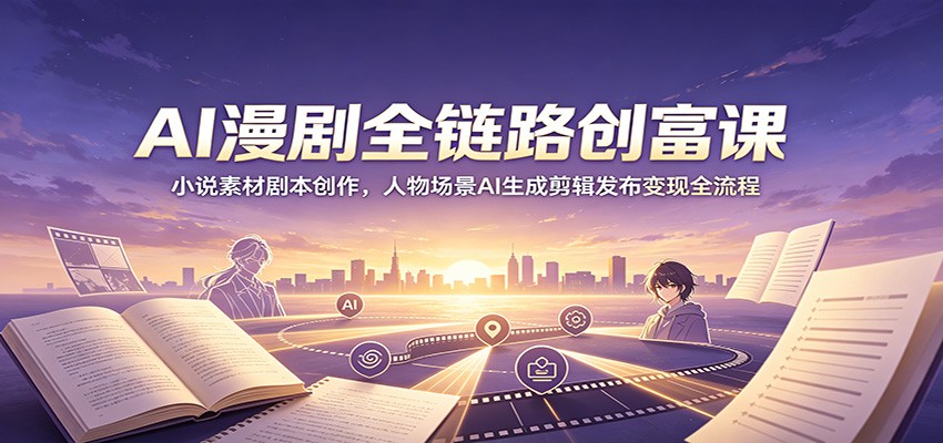 AI漫剧全链路创富课：小说素材剧本创作，人物场景AI生成剪辑发布变现全流程-离锋创库