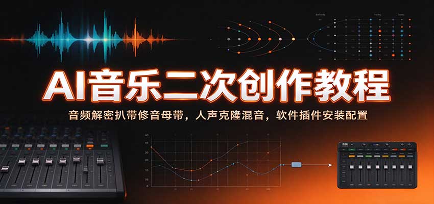 AI音乐二次创作教程:音频解密扒带修音母带,人声克隆混音,软件插件安装配置-离锋创库