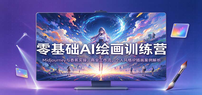 零基础AI绘画训练营：Midjourney与香蕉实操，商业工作流，个人风格IP插画案例解析-离锋创库