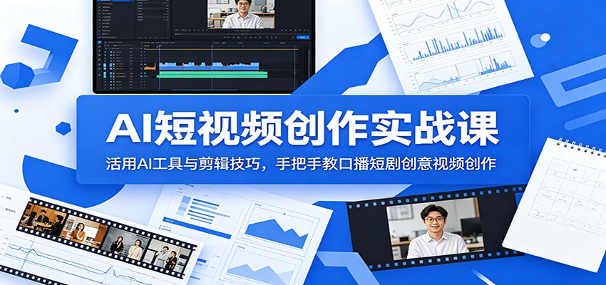 AI短视频创作实战课:活用AI工具与剪辑技巧,手把手教口播短剧创意视频创作-离锋创库