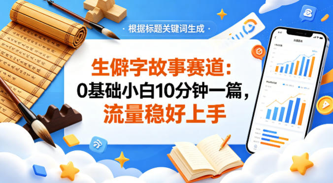 公众号流量主——生僻字故事赛道，流量稳，好上手，0基础小白也能10分钟一篇-离锋创库