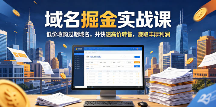 域名交易掘金实战课，低价收购过期域名，并快速高价转售，賺取丰厚利润【原创双语字幕】-离锋创库