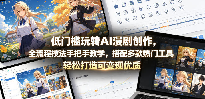 低门槛玩转AI漫剧创作，全流程技法手把手教学，搭配多款热门工具，轻松打造可变现优质作品-离锋创库