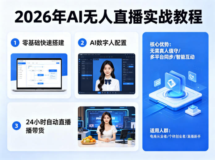 2026年AI无人直播实战教程，零基础也能快速搭建AI数字人无人直播间，实现24小时自动直播带货-离锋创库