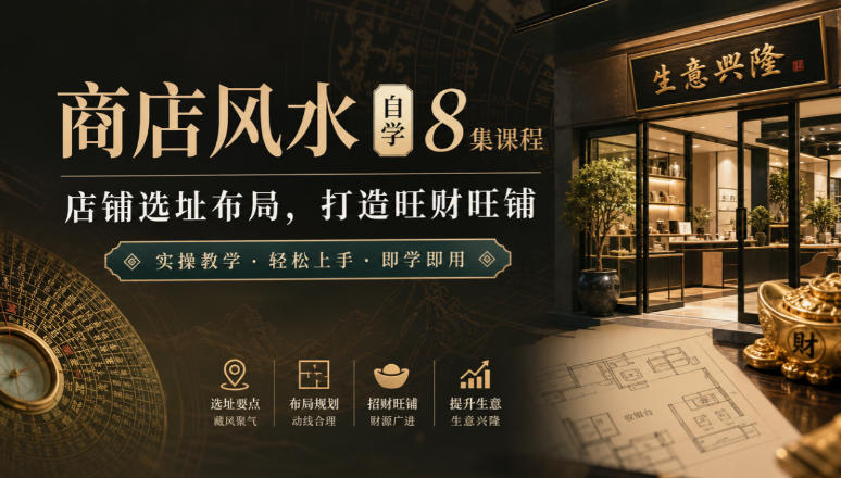 商店风水自学8集课程｜店铺选址布局，打造旺财旺铺实操教学-离锋创库