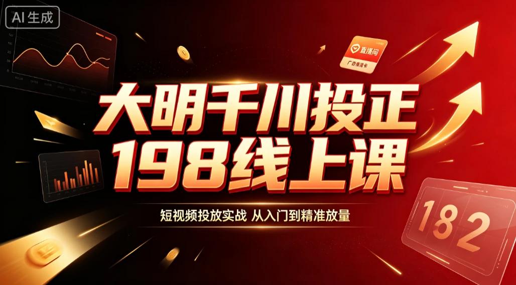 【精】大明千川投正198线上课,短视频投放实战,从入门到精准放量-离锋创库