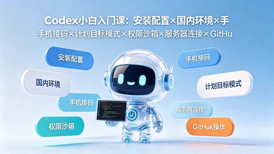 （19402期）Codex小白入门课：安装配置×国内环境×手机接码×计划目标模式×权限沙箱×服务器连接×GitHub操作-离锋创库