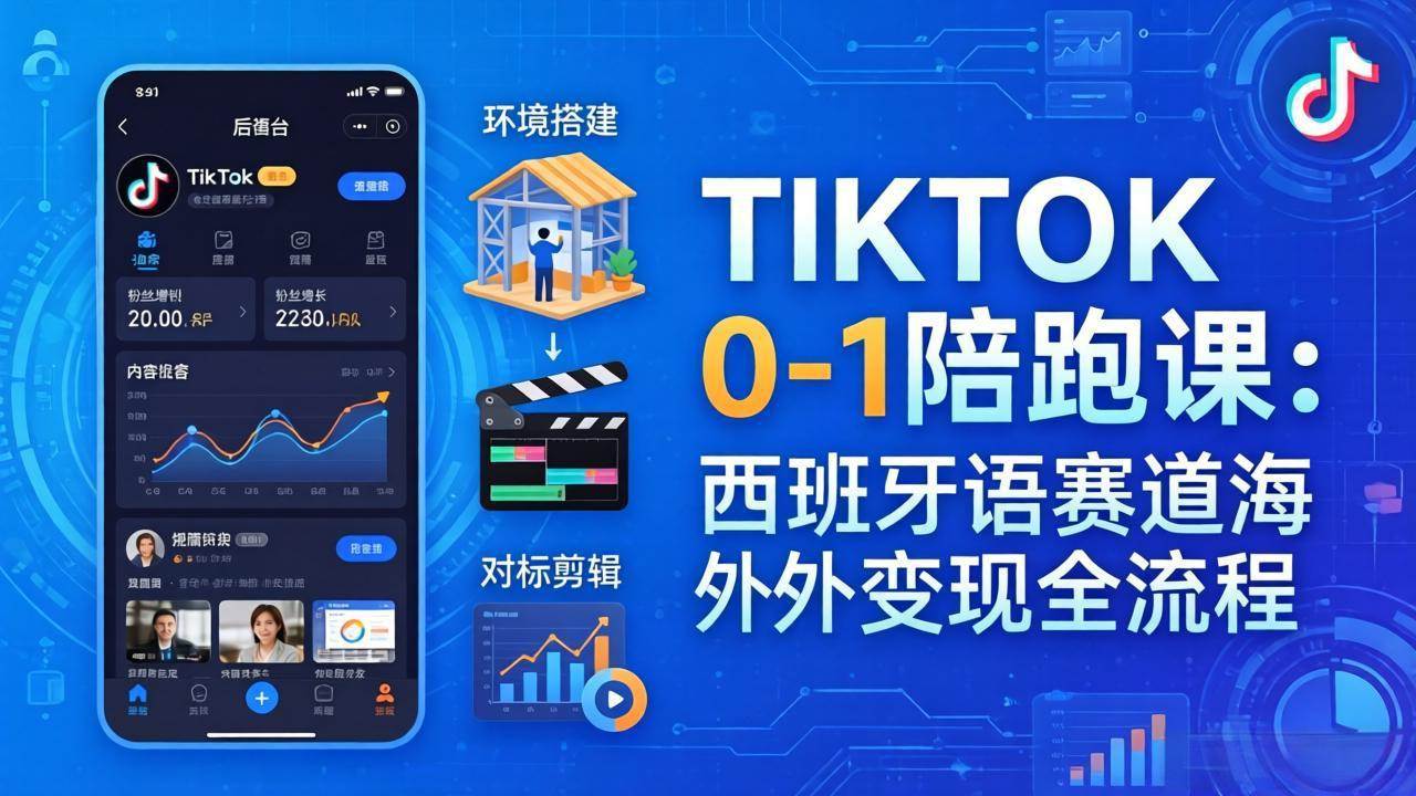 （17908期）TIKTOK 0-1 陪跑课：从环境搭建到刷对标剪辑，西班牙语赛道海外变现全流程-离锋创库