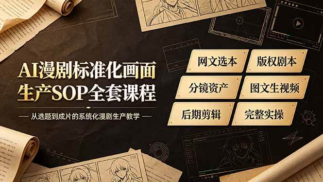 （19806期）AI漫剧标准化画面生产SOP全套课程-更新，网文选本版权剧本分镜资产全覆盖，图文生视频后期剪辑完整实操教学-离锋创库