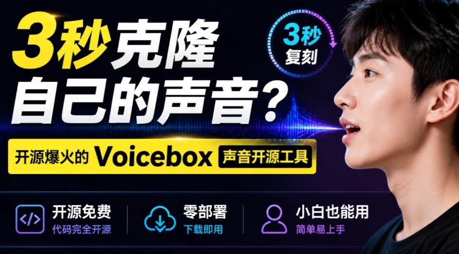 3秒克隆自己的声音?开源爆火的Voicebox声音开源工具,实测体验超好,零部署小白也能直接用-离锋创库
