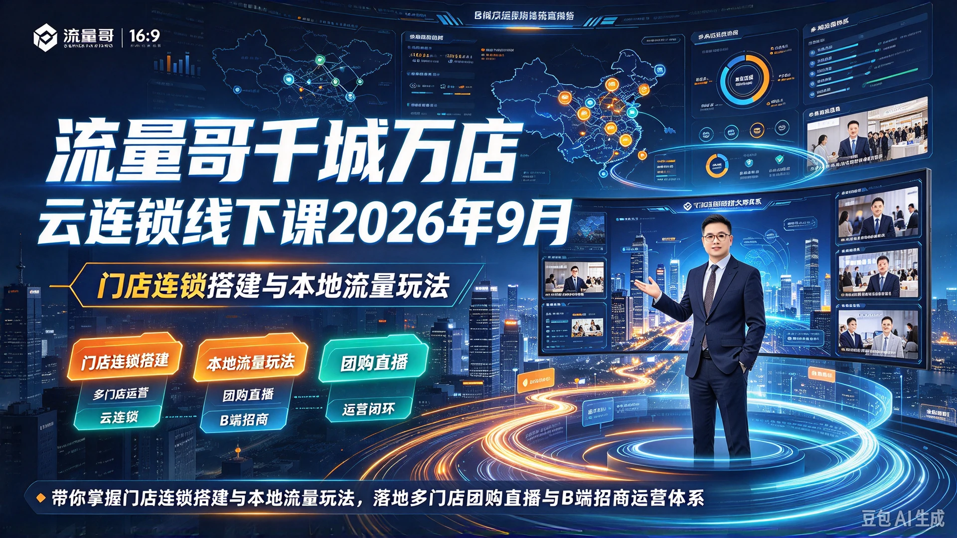 【精】流量哥千城万店云连锁线下课2026年9月,带你掌握门店连锁搭建与本地流量玩法,落地多门店团购直播与B端招商运营体系-离锋创库