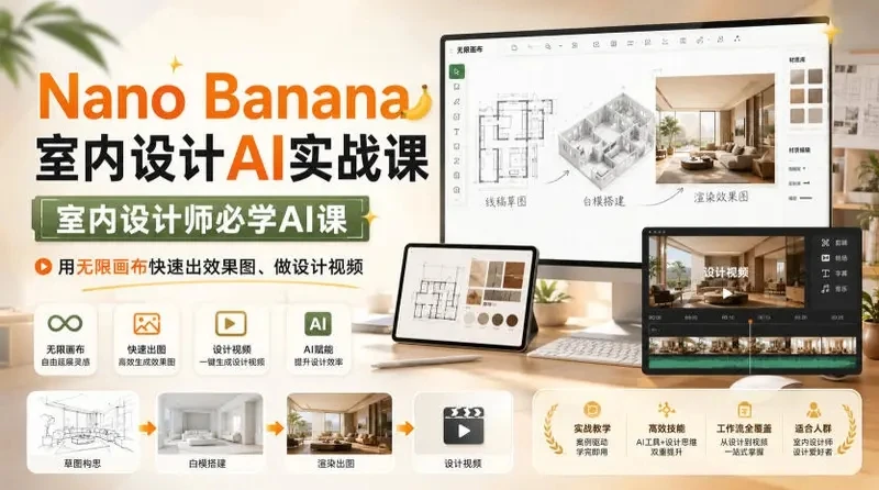 【精】Nano Banana室内设计AI实战课，室内设计师必学AI课-离锋创库