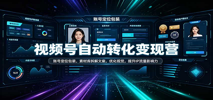 视频号自动转化变现营：账号定位包装，素材库拆解文案，优化视觉，提升IP流量影响力-离锋创库