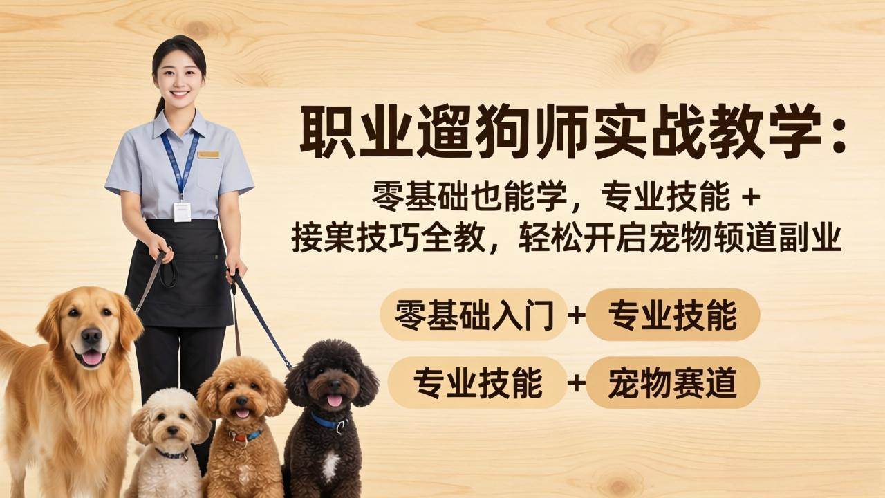 （18115期）职业遛狗师实战教学：零基础也能学，专业技能 + 接单技巧全教，轻松开启宠物赛道副业-离锋创库