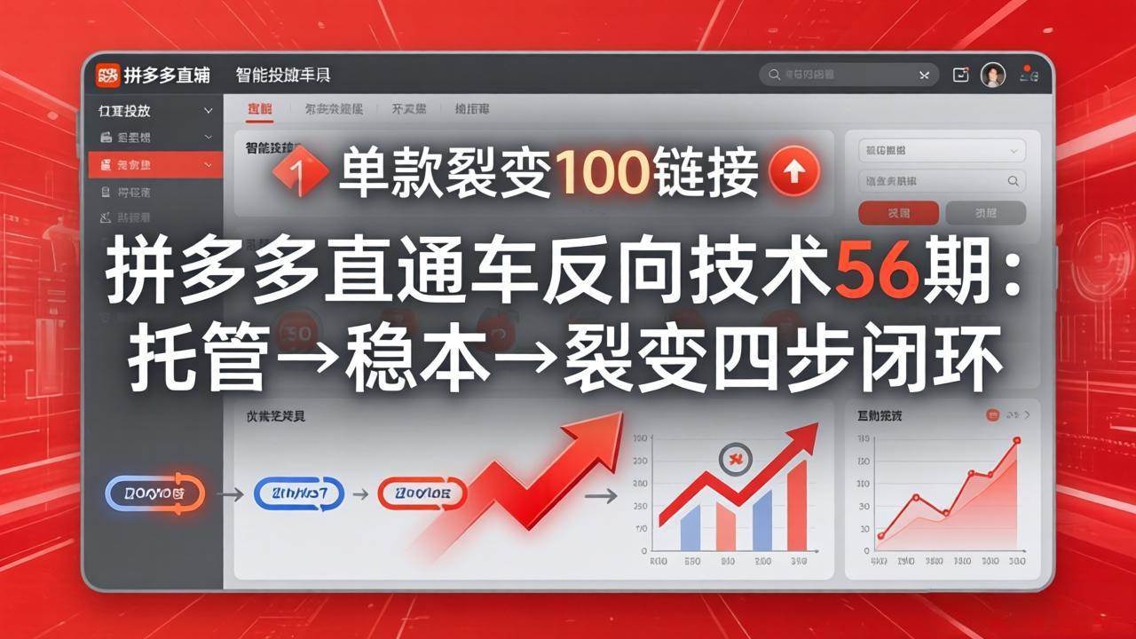 （17737期）拼多多直通车反向技术56期：托管→稳本→裂变四步闭环，单款裂变100链接抢占核心流量-离锋创库