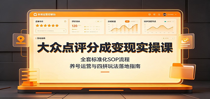 大众点评分成变现实操课:全套标准化SOP流程,养号运营与四拼玩法落地指南-离锋创库