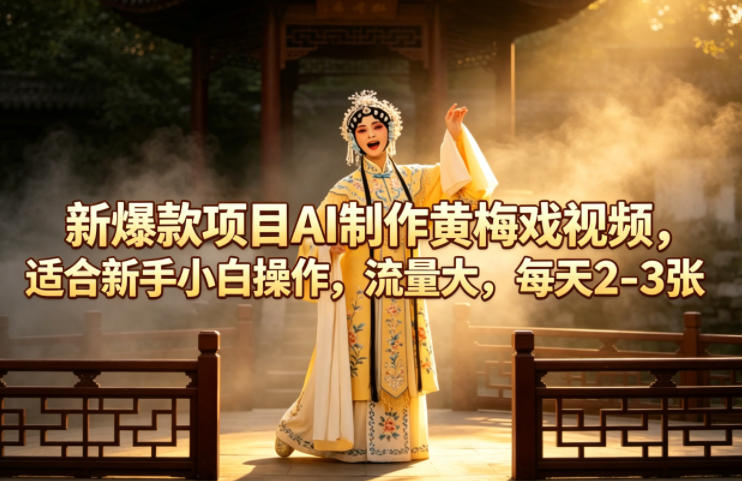 新爆款项目AI制作黄梅戏视频，适合新手小白操作，流量大，每天2-3张-离锋创库