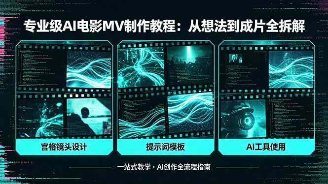 （18295期）专业级AI电影MV制作教程，从想法到成片全拆解，宫格镜头+提示词模板+AI工具一站式教学-离锋创库