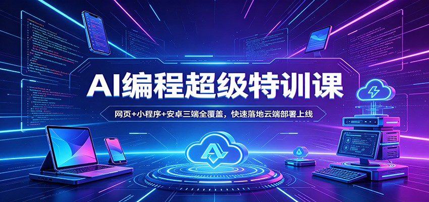 AI编程超级特训课：网页+小程序+安卓三端全覆盖，快速落地云端部署上线-离锋创库