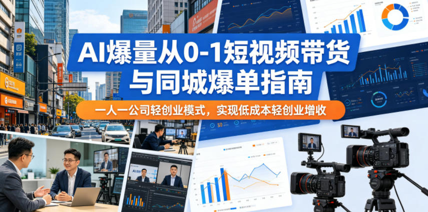 AI爆量从0-1短视频带货与同城爆单指南,一人一公司轻创业模式,实现低成本轻创业增收-离锋创库