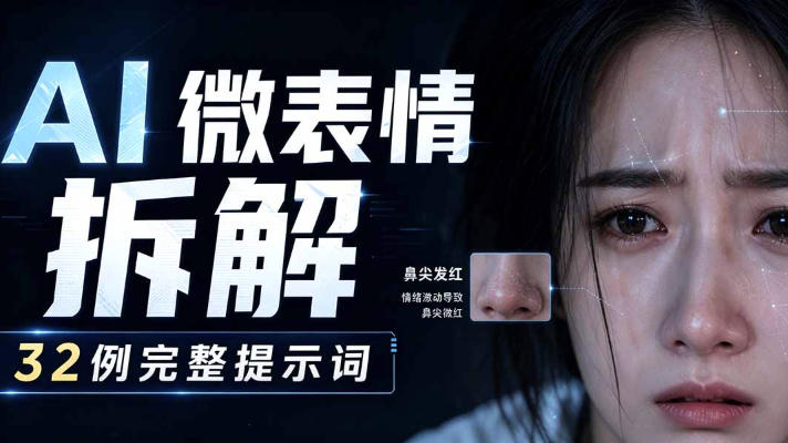 AI微表情拆解提示词合集，精准调控AI角色表情，可直接复用，0基础也能调出影视级表情变化-离锋创库