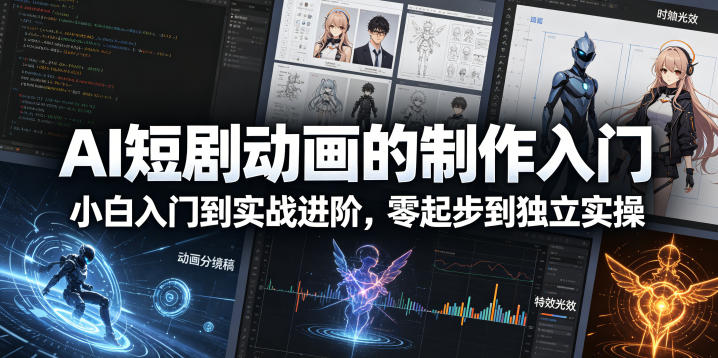 【精】AI短剧动画的制作入门，小白入门到实战进阶，零起步到独立实操-离锋创库