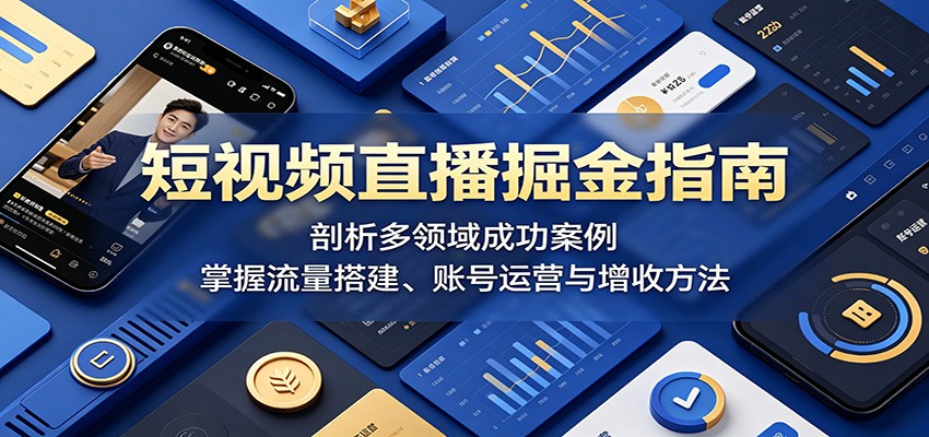 短视频直播掘金指南：剖析多领域成功案例，掌握流量搭建、账号运营与增收方法-离锋创库