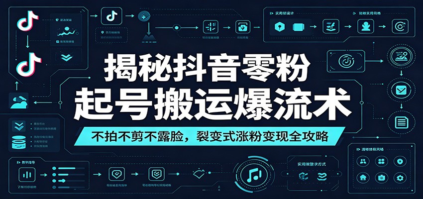 揭秘抖音零粉起号搬运爆流术：不拍不剪不露脸，裂变式涨粉变现全攻略-离锋创库