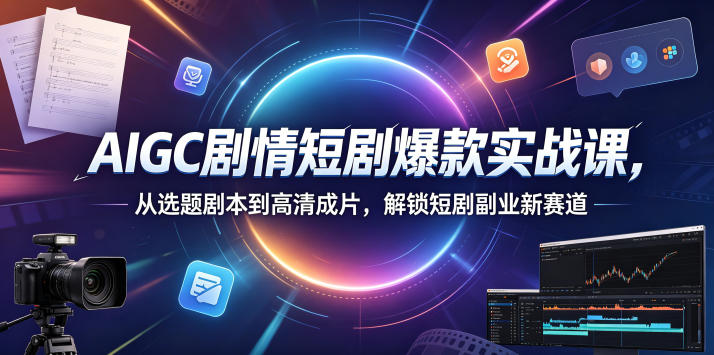 AIGC剧情短剧爆款实战课，从选题剧本到高清成片，解锁短剧副业新赛道-离锋创库