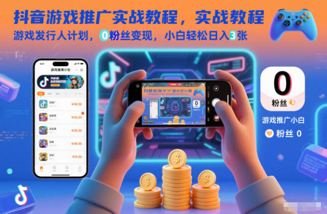 抖音游戏推广实战教程,游戏发行人计划,0粉丝变现,小白轻松日入3张-离锋创库