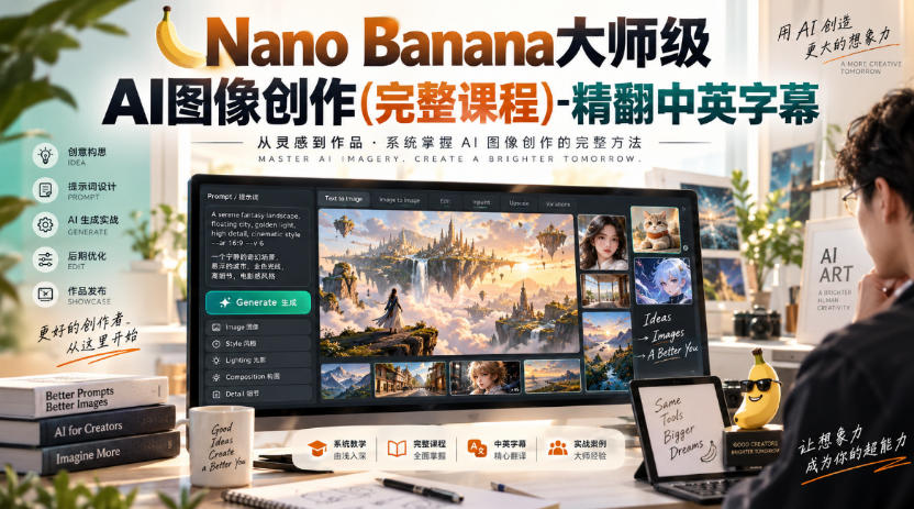 【无水印】Nano Banana大师级AI图像创作(完整课程)-精翻中英字幕-离锋创库