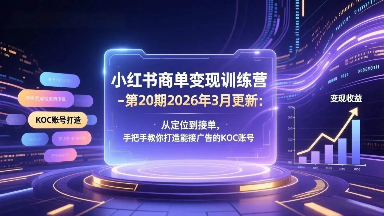 【精】小红书商单变现训练营-第20期26年3月更新:从定位到接单,手把手教你打造能接广告的KOC账号-离锋创库