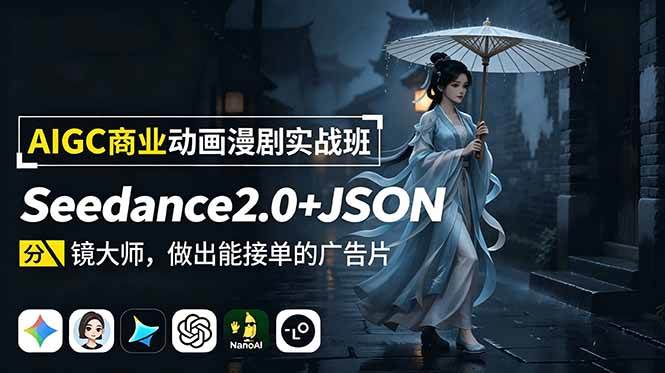 （18849期）AIGC商业动画漫剧实战班：Seedance2.0+JSON分镜大师，做出能接单的广告片-离锋创库