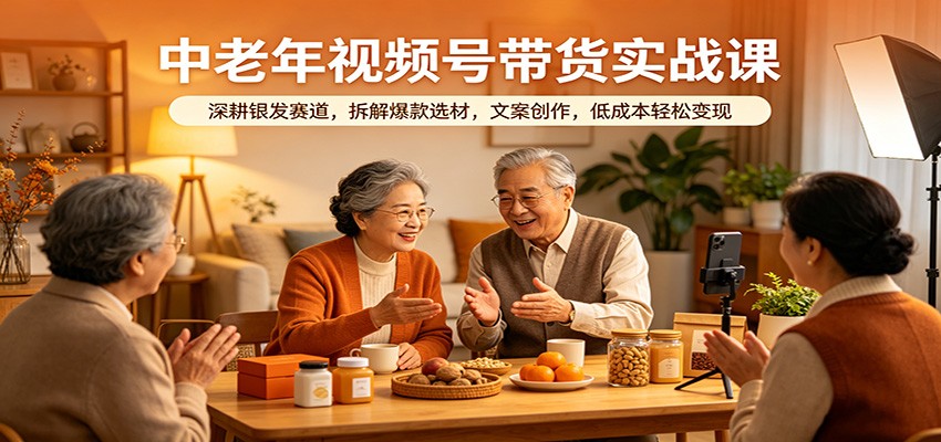 中老年视频号带货实战课：深耕银发赛道，拆解爆款选材，文案创作，低成本轻松变现-离锋创库