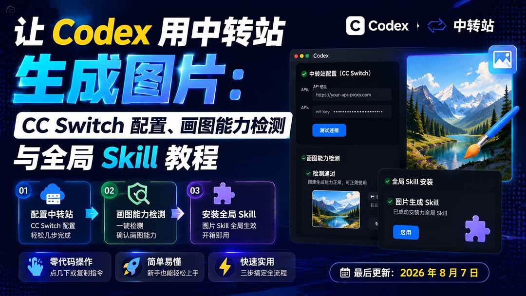 （19777期）让 Codex 用中转站生成图片：CC Switch 配置、画图能力检测与全局 Skill 教程-离锋创库