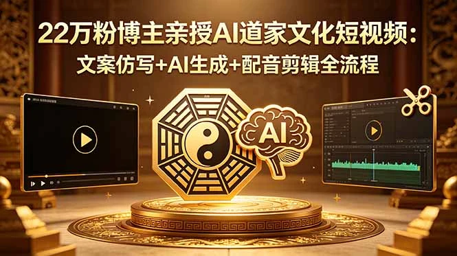 22万粉博主亲授AI道家文化短视频：文案仿写+AI生成+配音剪辑全流程-离锋创库