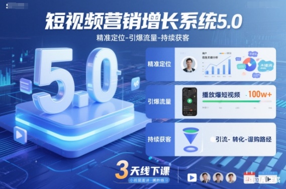 短视频营销增长系统5.0,精准定位-引爆流量-持续获客,3天线下课(音频+图片)-离锋创库