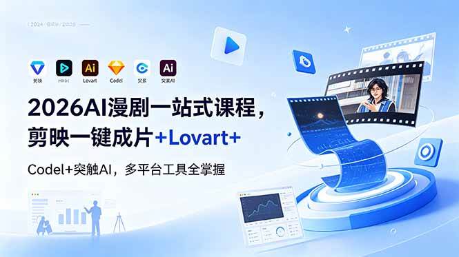 (18736期)2026AI 漫剧一站式课程,剪映一键成片+Lovart+Codel+突触AI,多平台工具全掌握-离锋创库