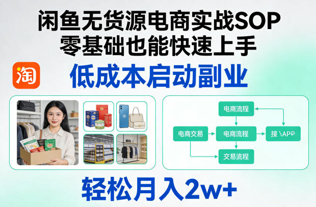 闲鱼无货源电商实战SOP，零基础也能快速上手，低成本启动副业，轻松月入2w+-离锋创库