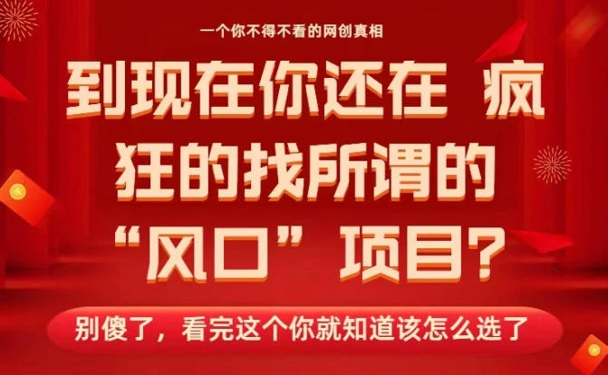 马上26年了,你还在找所谓的风口项目?别傻了,看完这个你全都懂了!【揭秘】-离锋创库
