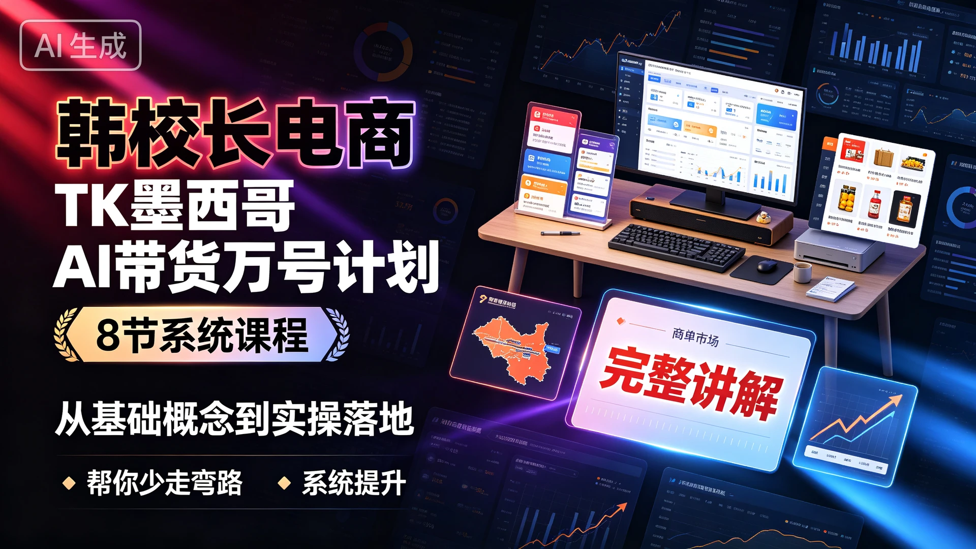 韩校长电商·TK墨西哥 AI带货万号计划,8 节系统课程,从基础概念到实操落地完整讲解,帮你少走弯路系统提升 韩校长电商·TK墨西哥 AI带货万号计划,8 节系统课程,从基础概念到实操落地完整讲解,帮你少走弯路系统提升